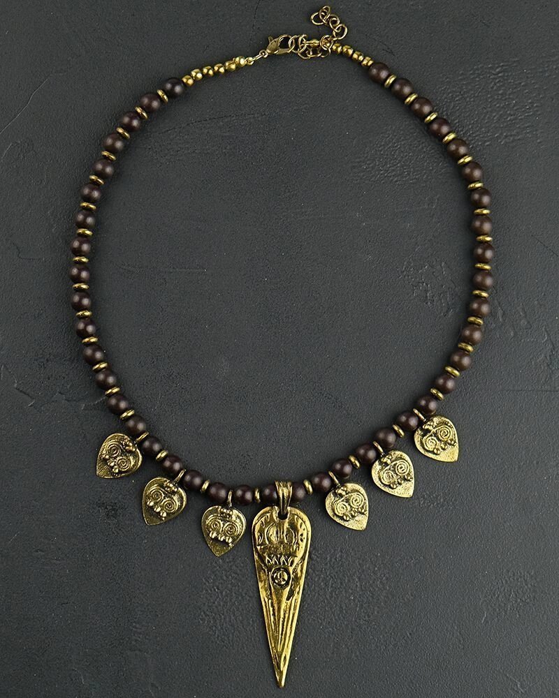 Ожерелье "Афро" дерево темное от компании Интернет-магазин "Арьяварта" - фото 1