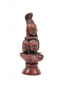Сувенир из керамики Шивалингам с лицами и коброй 9 см