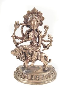 Бронзовая статуя богиня Дурга на льве 10 см
