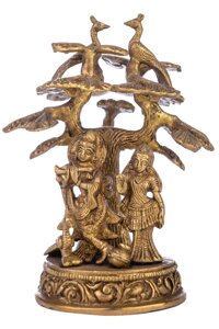 Бронзовая статуя Кришна и Радха под деревом туласи 16 см