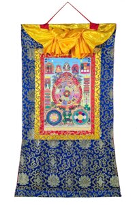 Баннерная тханка Астрологическая диаграмма Сипахо в шелковой обшивке 66х102 см