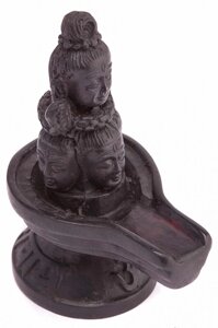 Сувенир из керамики Шивалингам с лицами 11.5 см