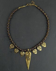 Ожерелье "Афро" дерево темное