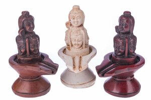 Сувенир из керамики Шивалингам с лицами 11 см