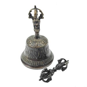 Тибетский колокольчик с ваджром черный диаметр 9 см высота 17 см