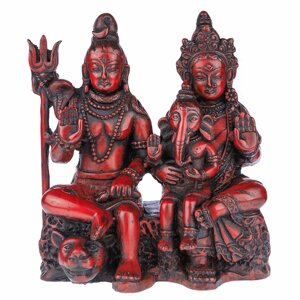 Сувенир из керамики Шива, Парвати и Ганеш 9,5 см