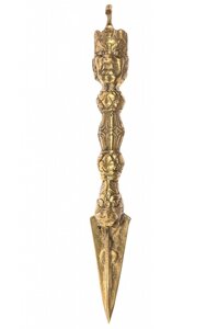Ритуальный нож Пурба длиной 20 см бронза золотистого цвета