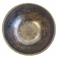 Кованая тибетская поющая чаша черная диаметр 11-12 см