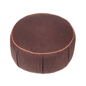 Подушка круглая для медитации 30х15 см (коричневый лен с кантом)
