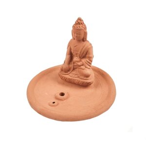 Подставка для благовоний из светлой керамики Будда диаметр 9 см