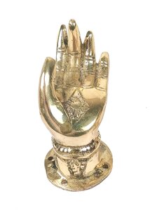 Восточная дверная ручка Рука Будды (левая) 10-11 см цвет золотой