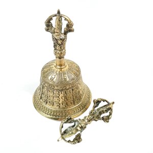 Тибетский колокольчик с ваджром диаметр 9 см высота 15 см