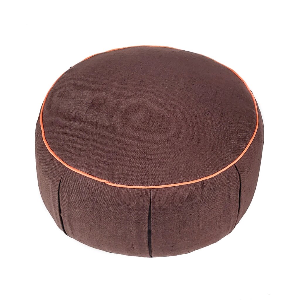 Подушка круглая для медитации 30х15 см (коричневый лен с кантом) от компании Интернет-магазин "Арьяварта" - фото 1
