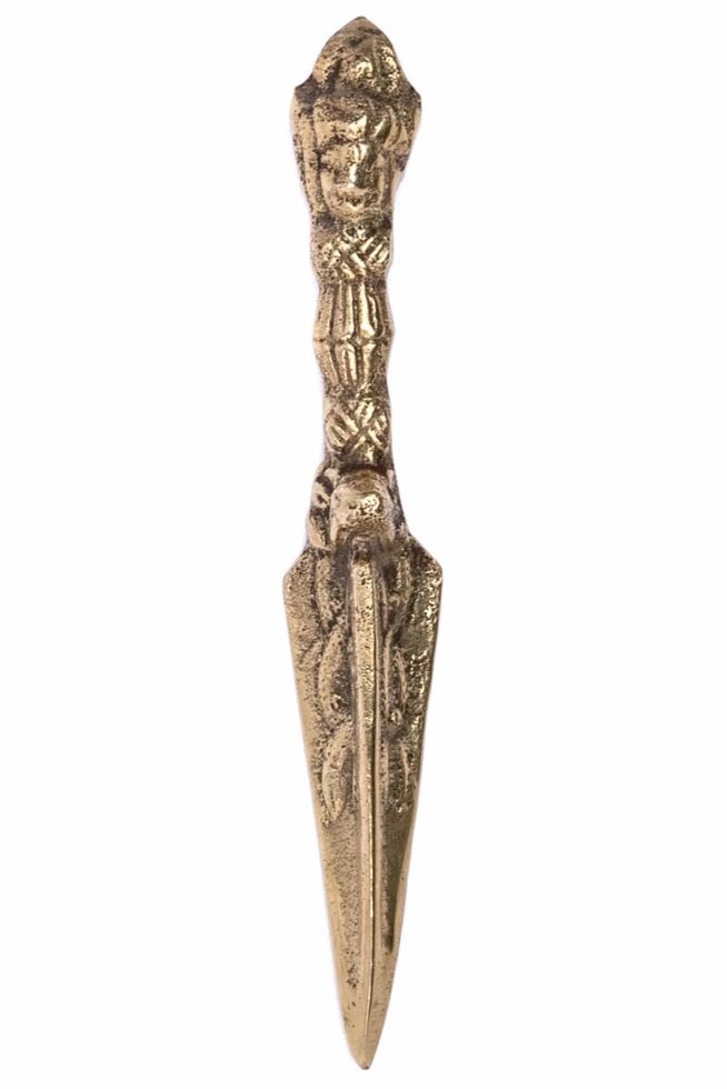 Ритуальный нож Пурба длиной 13 см золотистого оттенка от компании Интернет-магазин "Арьяварта" - фото 1