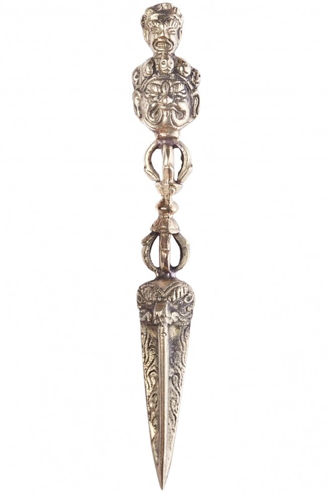 Ритуальный нож Пурба длиной 20 см золотистого оттенка от компании Интернет-магазин "Арьяварта" - фото 1