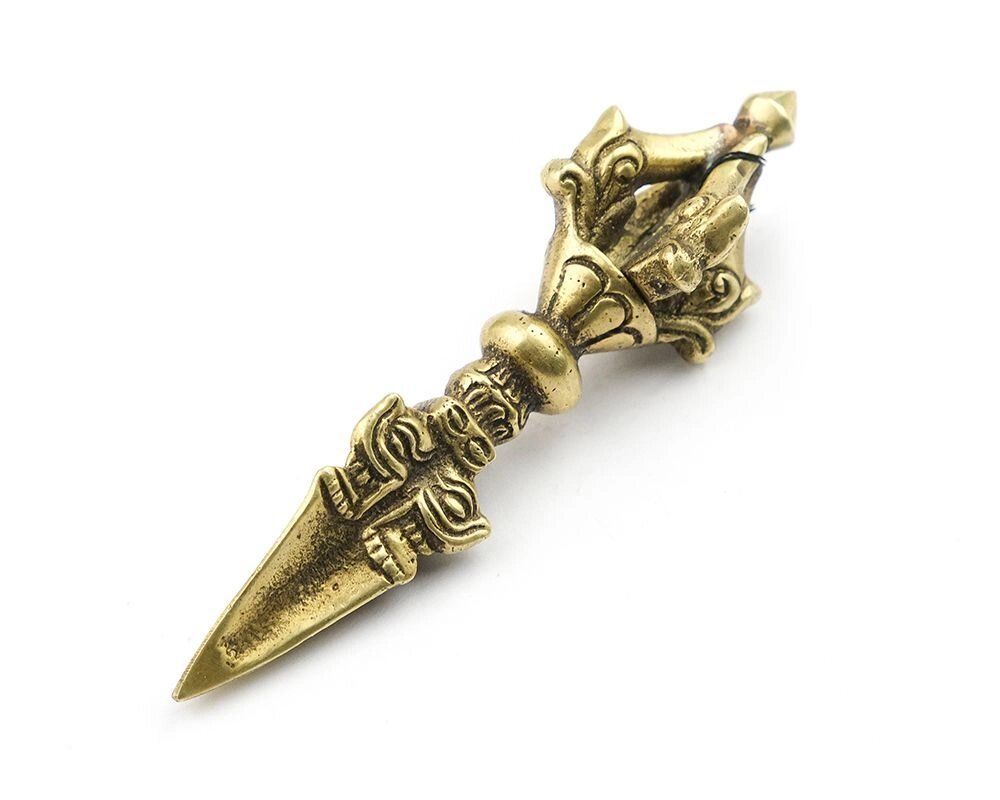 Ритуальный нож Пурба длиной 8,5 см золотистого оттенка от компании Интернет-магазин "Арьяварта" - фото 1