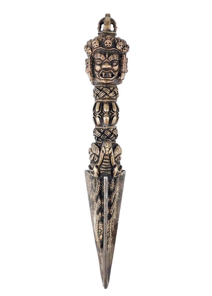 Ритуальный нож Пурба Три защитника и Хаягрива длиной 19 см со стальным лезвием от компании Интернет-магазин "Арьяварта" - фото 1
