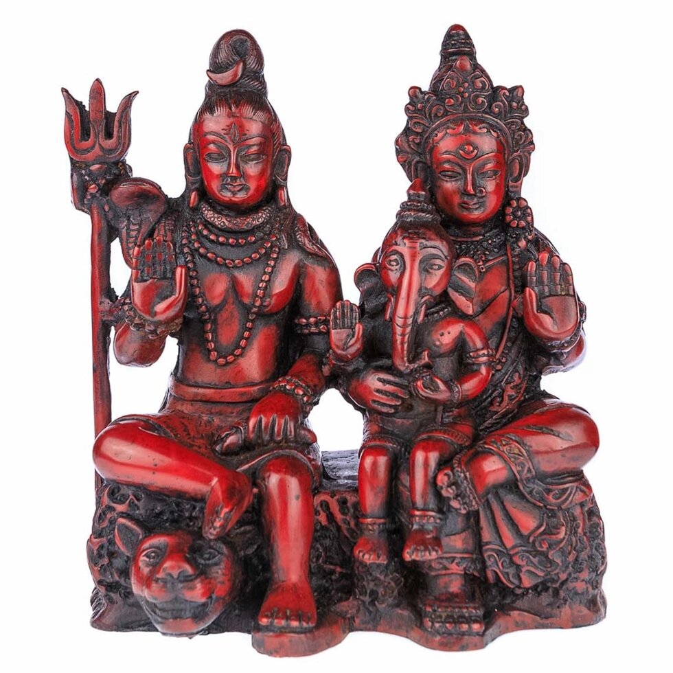 Сувенир из керамики Шива, Парвати и Ганеш 9,5 см от компании Интернет-магазин "Арьяварта" - фото 1