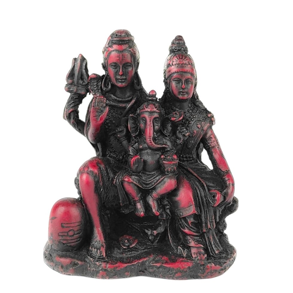 Сувенир из керамики Шива, Парвати и Ганеш 9,5 см от компании Интернет-магазин "Арьяварта" - фото 1