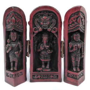 Сувенир из керамики складень Ганеша, Шива и Парвати 12 см