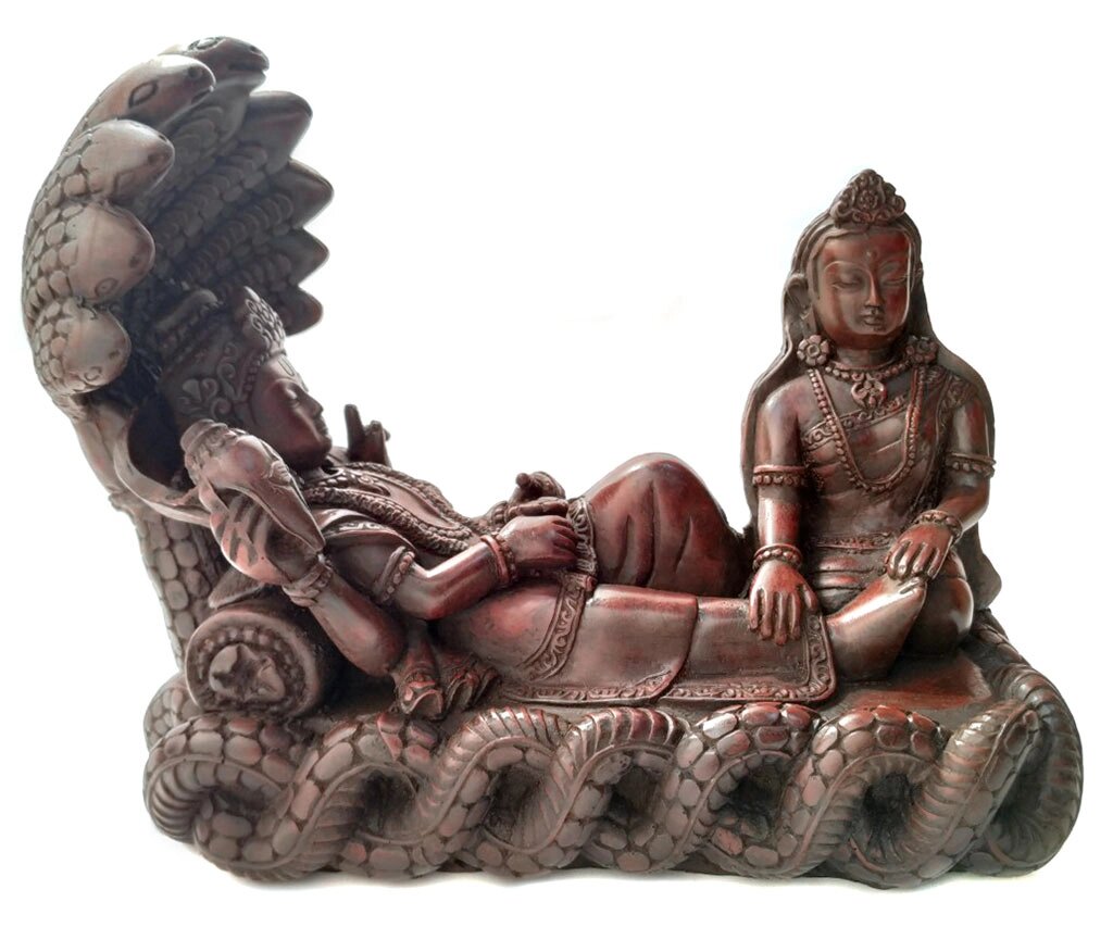 Сувенир из керамики Вишну и Лакшми высота 15 см, длина 13 см (меньший размер) от компании Интернет-магазин "Арьяварта" - фото 1