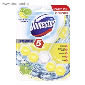 Блок для очищения унитаза, Domestos Power 5, "Свежесть лайма", 55 г