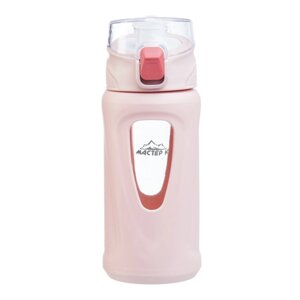 Бутылка для воды, 400 мл, 19.5 х 7 х 5.2 см, стеклянная, розовая