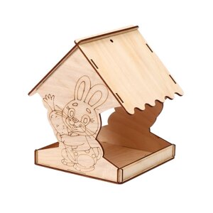 Деревянная кормушка-конструктор для птиц «Заяц с морковкой», 14 14.5 18 см, Greengo