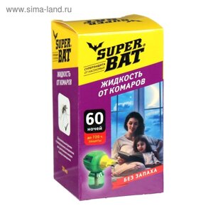 Дополнительный флакон-жидкость от комаров "SuperBAT", 60 ночей, флакон, 45 мл