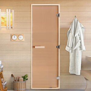 Дверь для бани и сауны "Бронза", размер коробки 190х70 см, матовая, липа, 8 мм