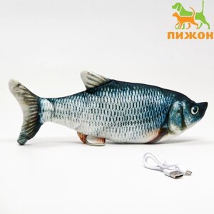 Игрушка для кошек "Подлещик" с двигающимся хвостом и с USB-зарядкой, 28 см