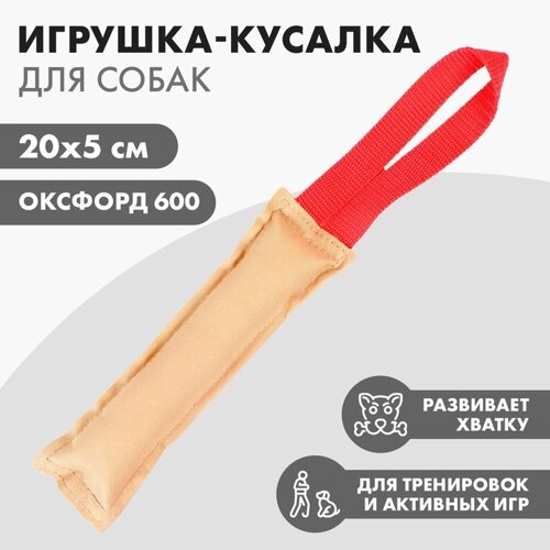 Игрушка-кусалка для собак с 1 ручкой, 20 х 5 см, холща