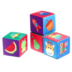 Игрушка мягконабивная «Кубики: Предметы», 4шт, 10 10 см