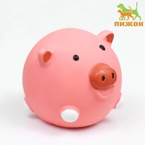 Игрушка пищащая для собак из латекса "Свин-Мяч", 8 см, розовая