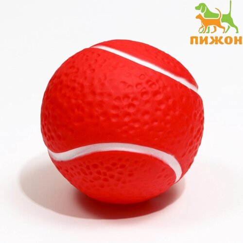 Игрушка пищащая "Теннисный мяч" для собак, 7,5 см, красная