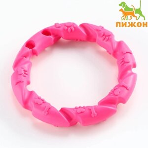 Игрушка жевательная для собак "Витое кольцо", 11,5 см, розовый
