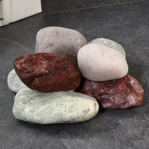Камень для бани МИКС премиум (Жад. Яшма. кварц)15 кг обвалованный