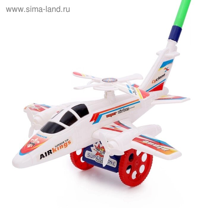 Каталка на палке «Самолёт», цвета МИКС от компании Интернет-магазин Сима-ленд - фото 1