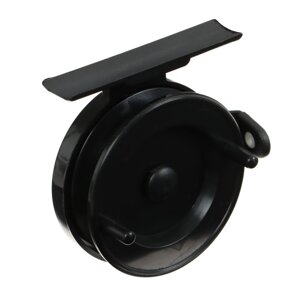 Катушка инерционная, пластик, диаметр 5.5 см, направляющая лески, цвет черный, 602