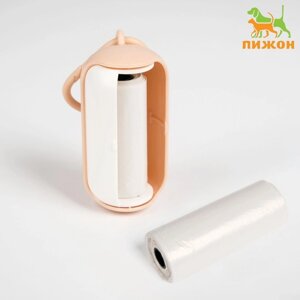 Контейнер-раздвижной с мешками для уборки (рулон 15 пакетов 29х21 см), бело-розовый