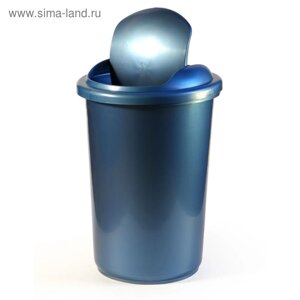 Корзина для бумаг и мусора Calligrata Uni, 12 литров, подвижная крышка, пластик, синяя
