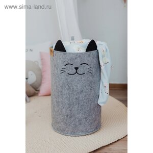 Корзина для хранения Funny «Котик», цвет серый
