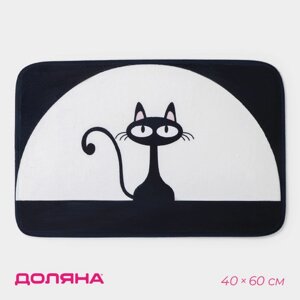 Коврик для ванной Доляна «Чёрная кошка», 4060 см, МИКС