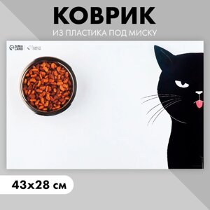 Коврик под миску «Черный кот», 43х28см