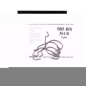 Крючки офсетные Kujira Spinning 505, цвет BN,1/0, 5 шт.