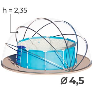 Купол-тент для бассейна d=450 см, цвет серый