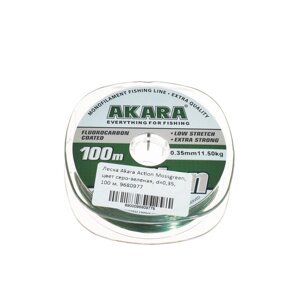 Леска Akara Action Mossgreen, диаметр 0.35 мм, тест 11.5 кг, 100 м, серо-зеленая