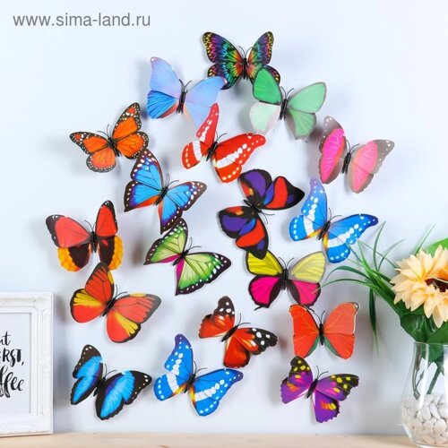 Магнит пластик "Бабочка многоцветная" МИКС 8х10 см