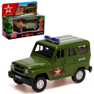 Машина металлическая Армия России UAZ Hunter, 12 см, двери и багажник открываются, инерция, световые и звуковые эффекты