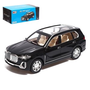Машина металлическая BMW X7, 1:24, открываются двери, капот, багажник, цвет чёрный
